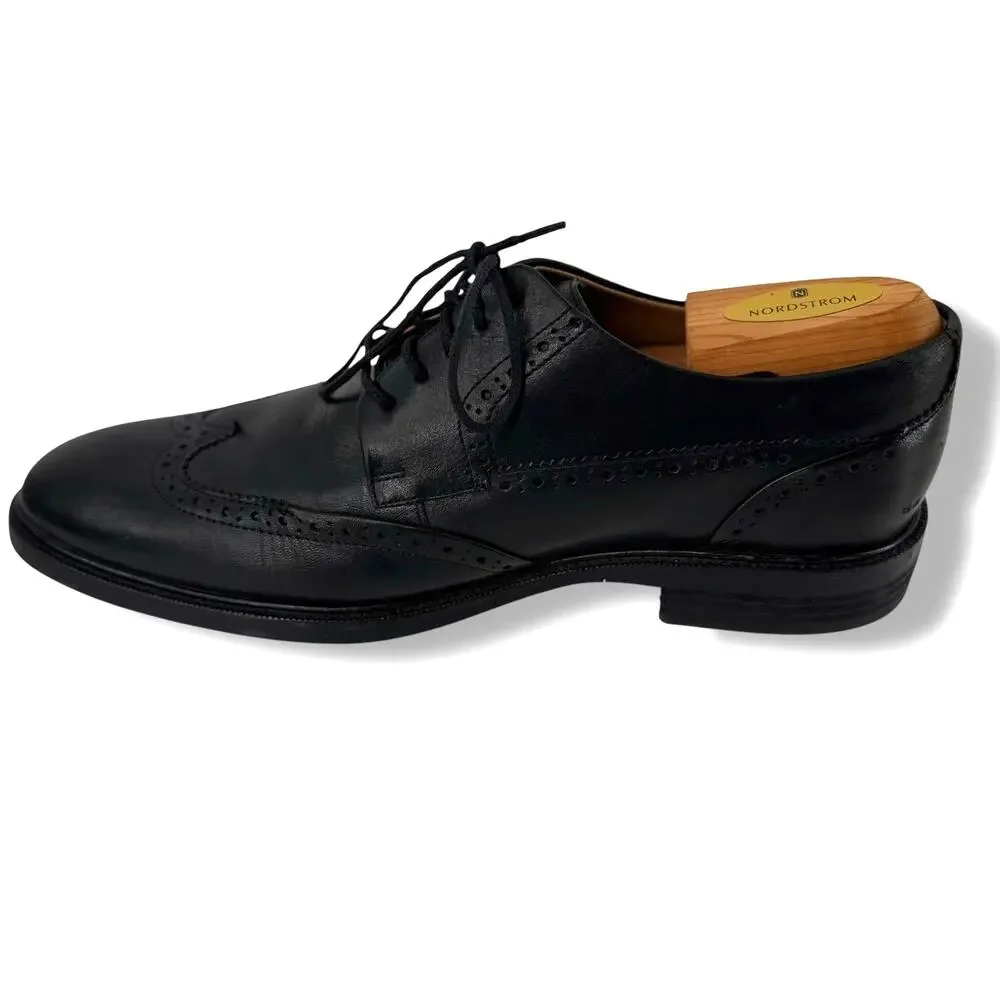 Cole Haan Grand OS Mens 8 Black Leather Wingtip Longwing Derby Dress Shoes